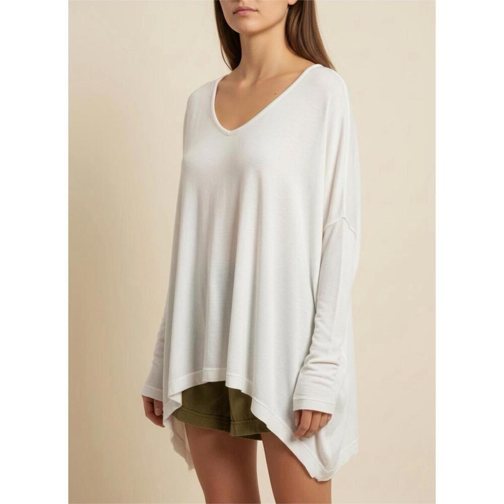 Free People Top Women’s Small Ivory Scoop Neck Oversized OB476042 Boho Gypsy